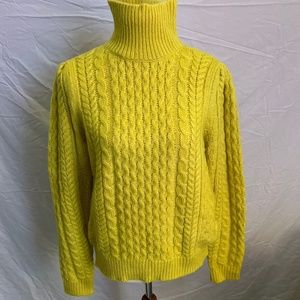 NWT Ann Taylor Mock Neck Cable Sweater in Chartreuse